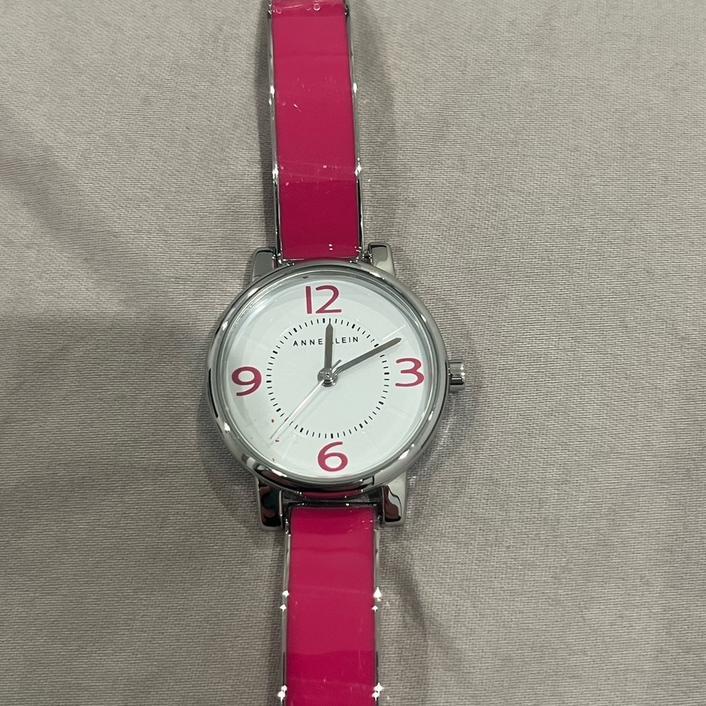 Anne Klein Fuchsia Watch with Silver Accents